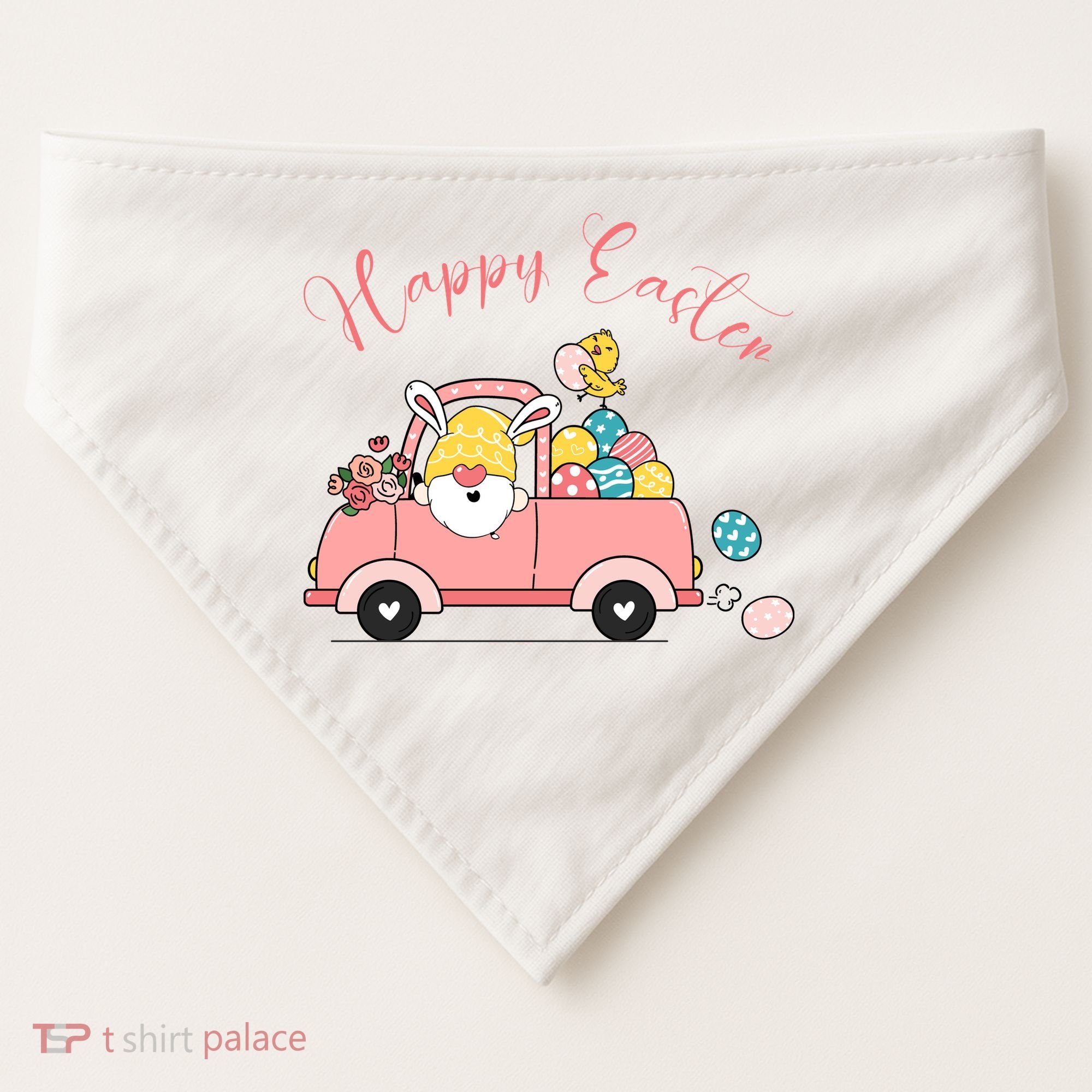 Happy Easter Gnome Truck Holiday USA-Made Doggie Bandana