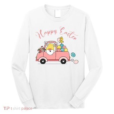 Happy Easter Gnome Truck Holiday Long Sleeve Shirt