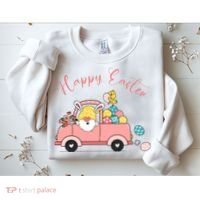 Happy Easter Gnome Truck Holiday Sweatshirt thumb 2
