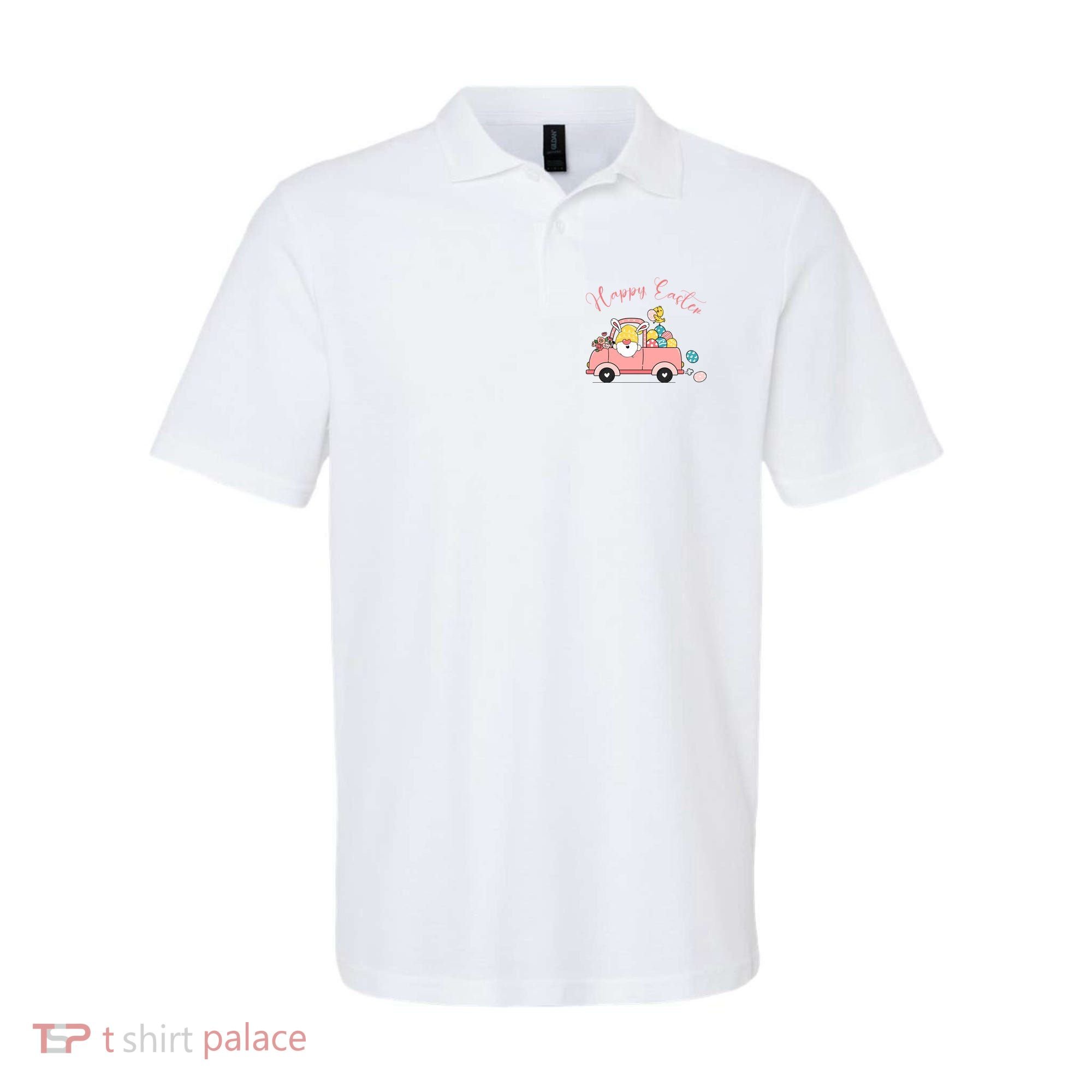 Happy Easter Gnome Truck Holiday Polo
