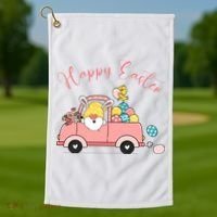 Happy Easter Gnome Truck Holiday Golf Towel thumb 1