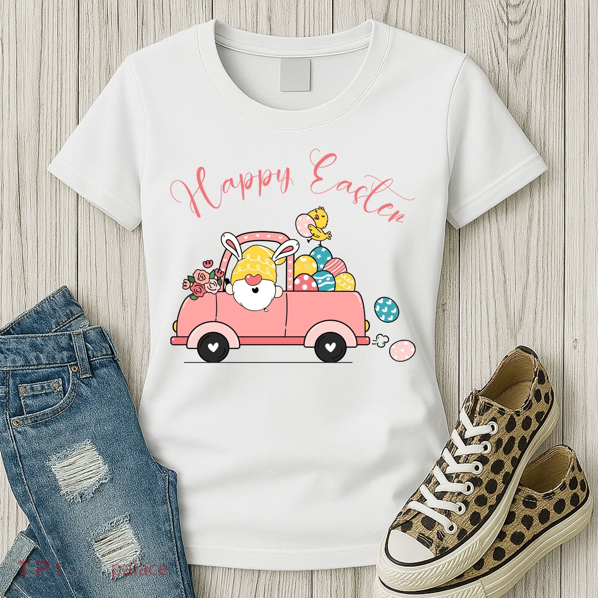 Happy Easter Gnome Truck Holiday Women's T-Shirt