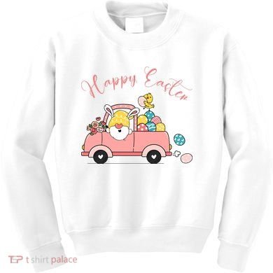 Happy Easter Gnome Truck Holiday Kids Sweatshirt