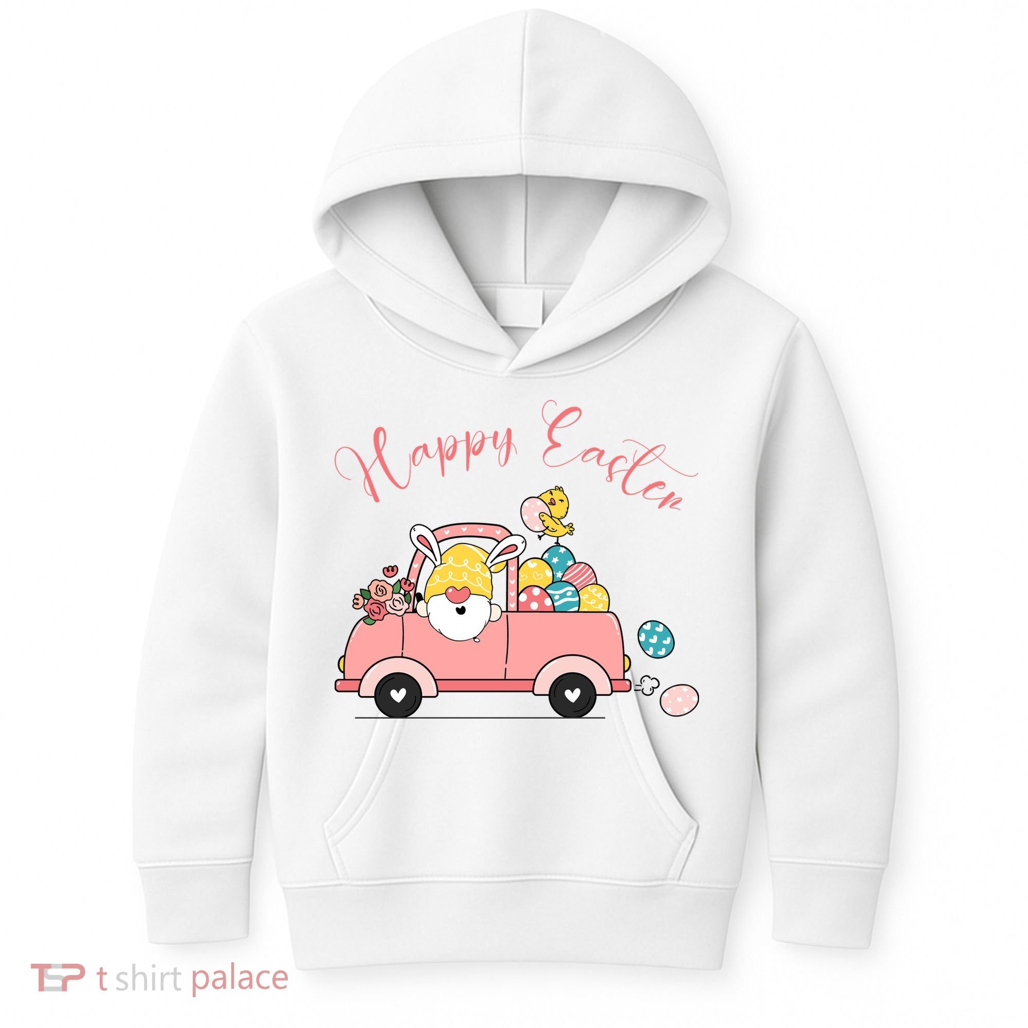 Happy Easter Gnome Truck Holiday Kids Hoodie