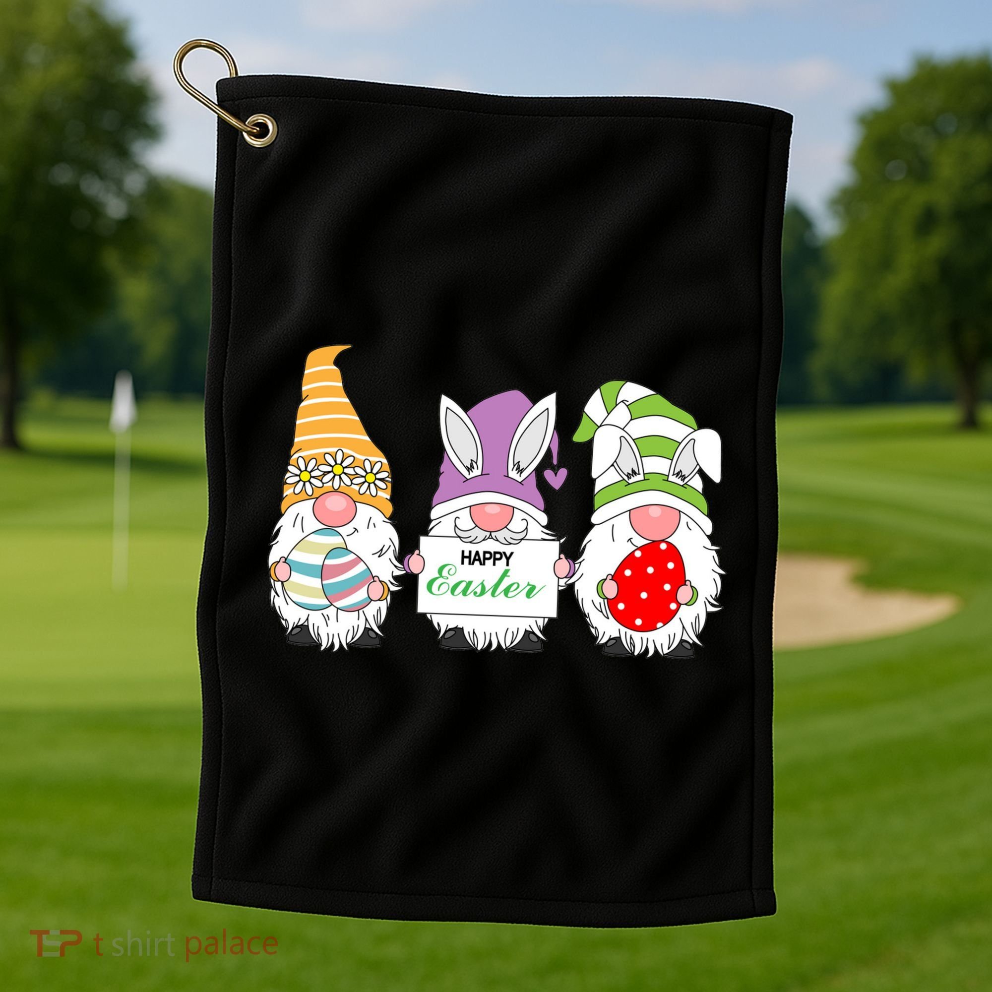 Happy Easter Gnome Golf Towel