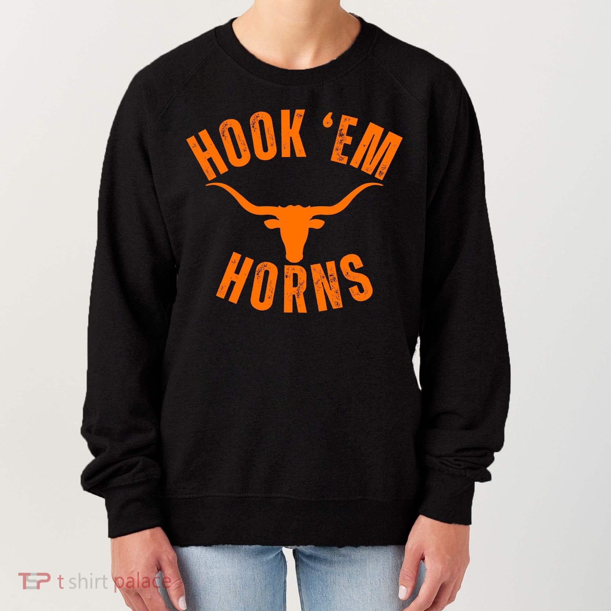 Hook Em Horns Texas Bull Head Women's Sweatshirt