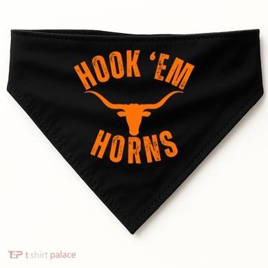 Hook Em Horns Texas Bull Head USA-Made Doggie Bandana