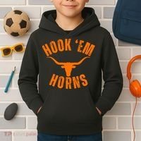 Hook Em Horns Texas Bull Head Kids Hoodie thumb 2