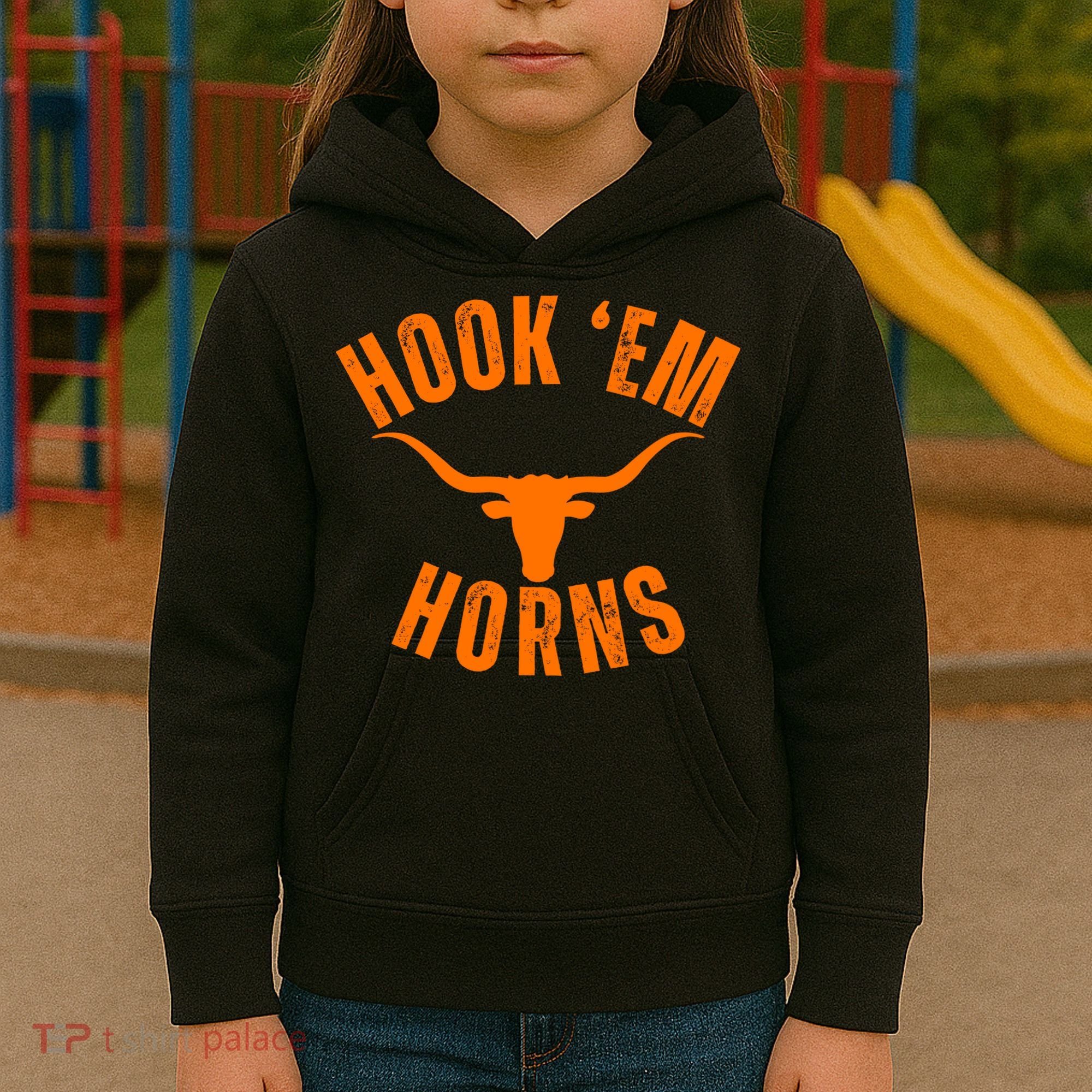 Hook Em Horns Texas Bull Head Kids Hoodie