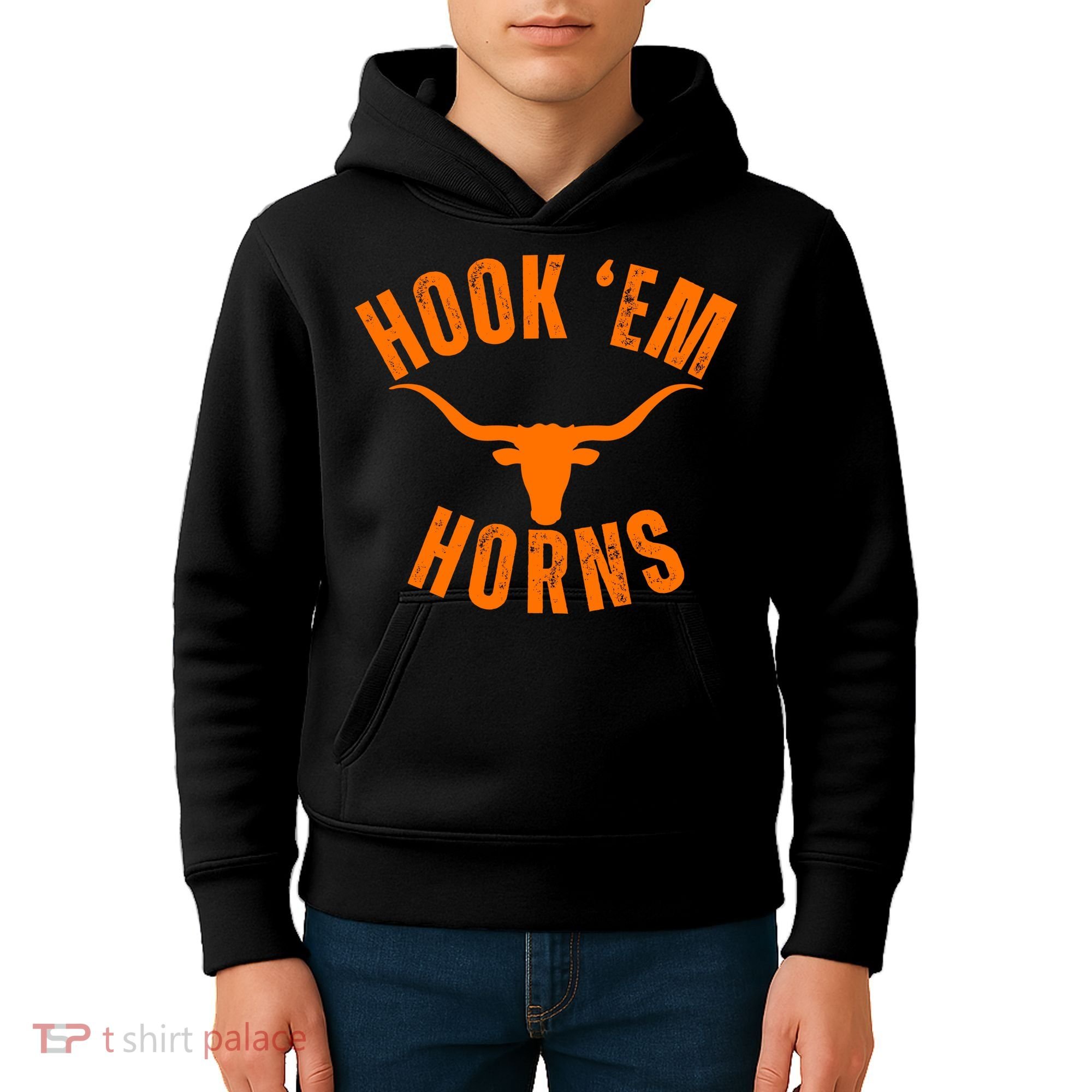Hook Em Horns Texas Bull Head Kids Hoodie