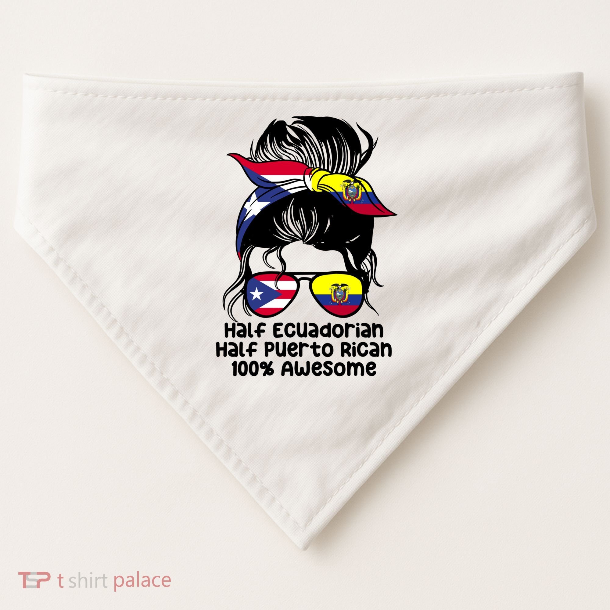 Half Ecuadorian Half Puerto Rican Ecuador Boricua Mix USA-Made Doggie Bandana