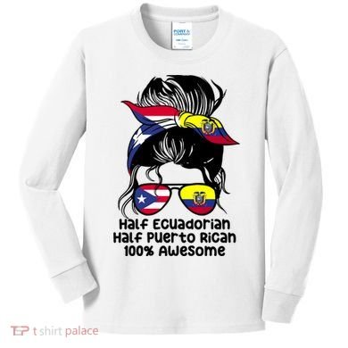 Half Ecuadorian Half Puerto Rican Ecuador Boricua Mix Kids Long Sleeve Shirt