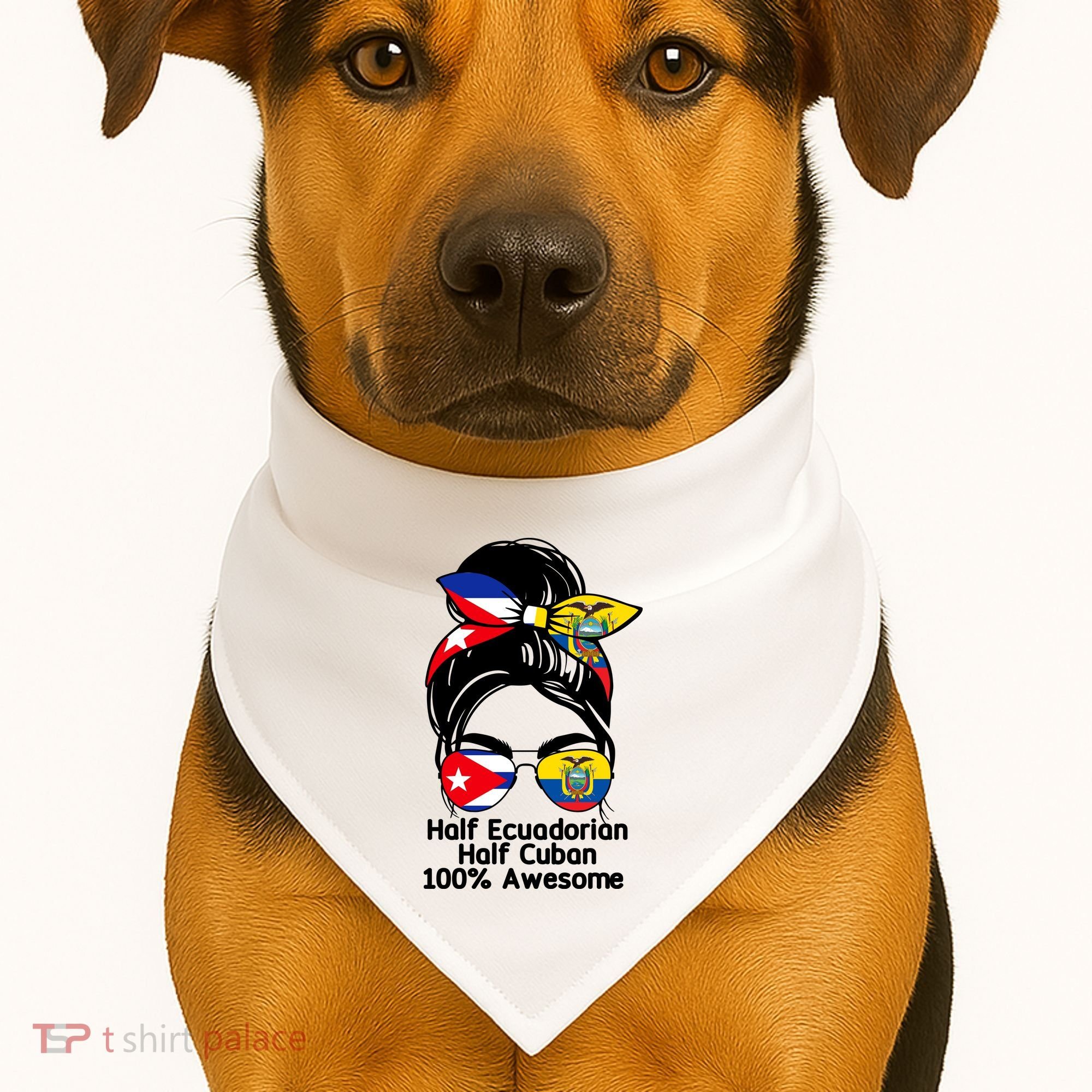 Half Ecuadorian Half Cuban 100 Percent Awesome USA-Made Doggie Bandana