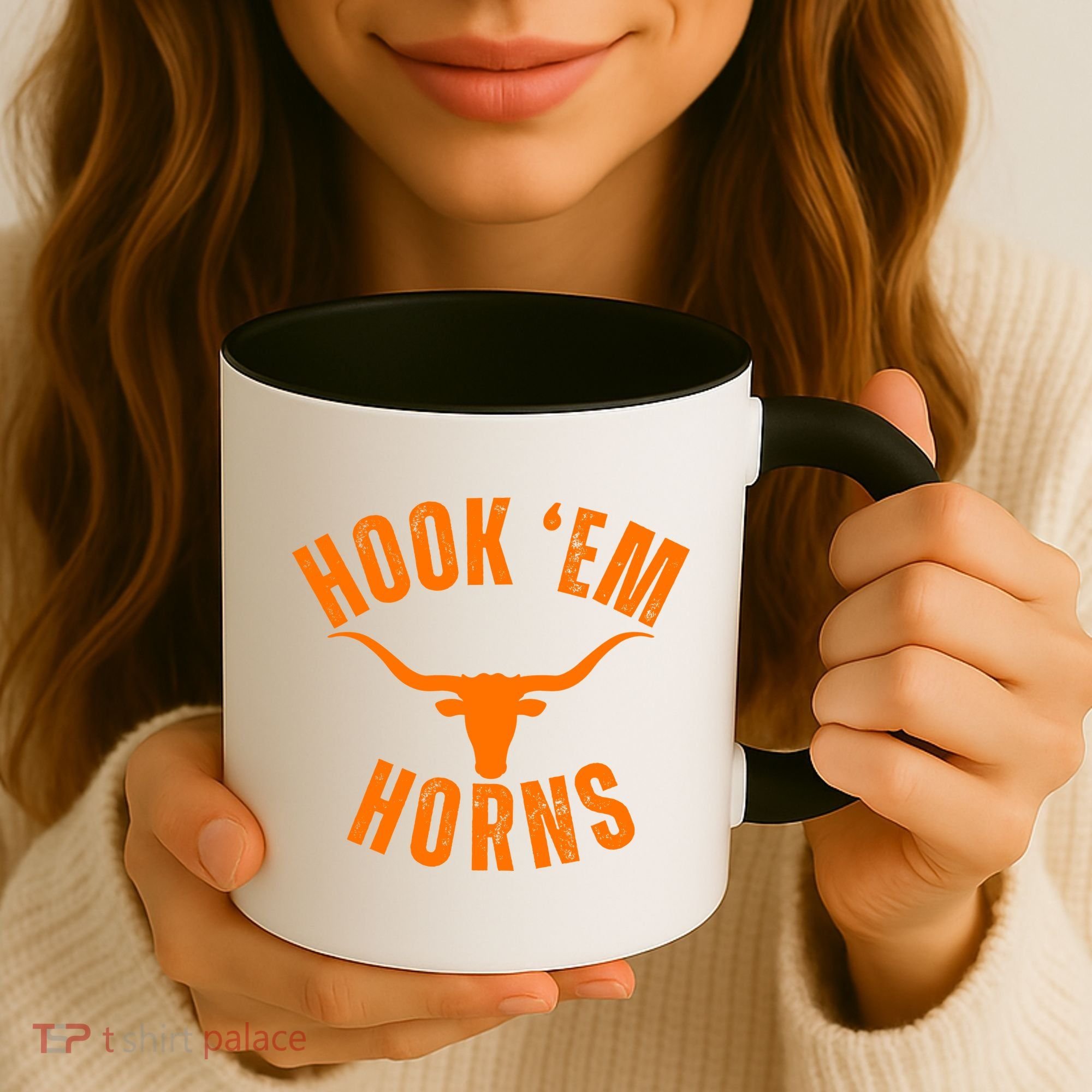 Hook Em Horns Texas Bull Head Coffee Mug