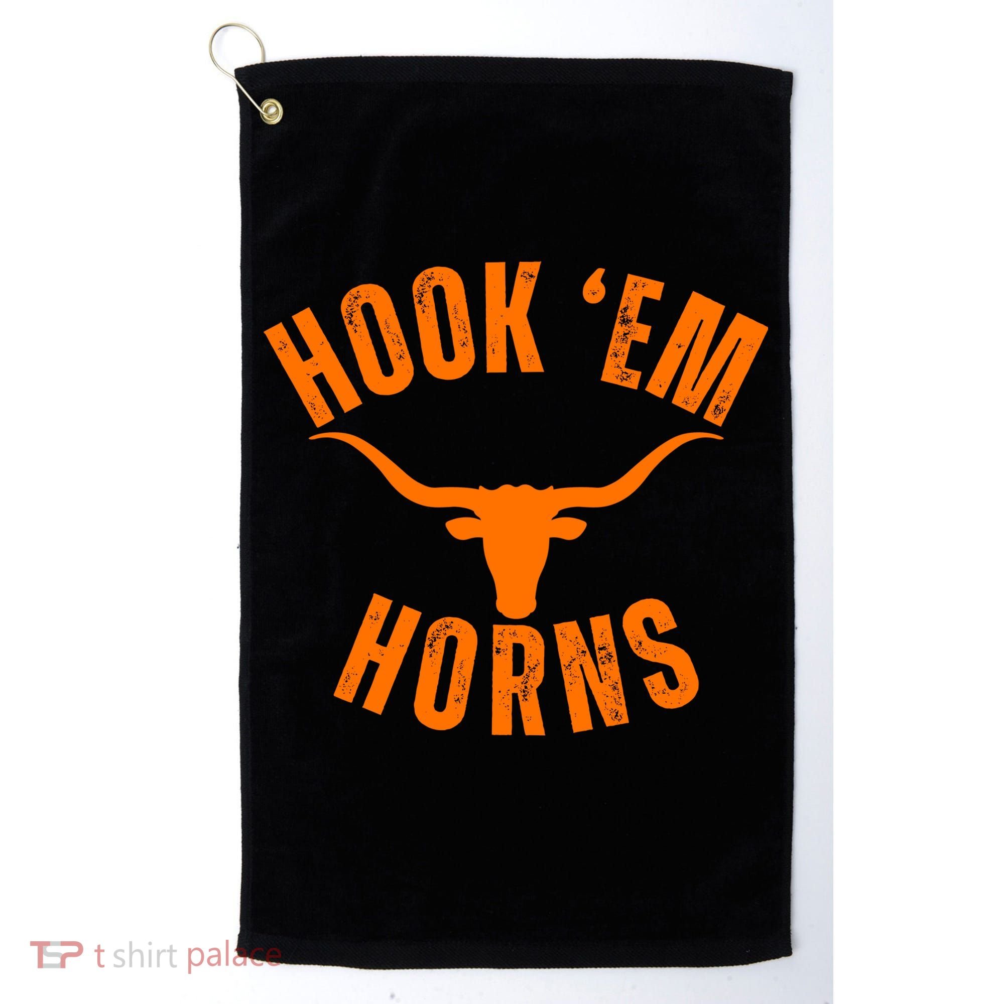 Hook Em Horns Texas Bull Head Golf Towel