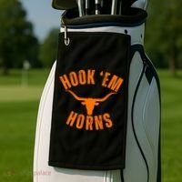 Hook Em Horns Texas Bull Head Golf Towel thumb 2