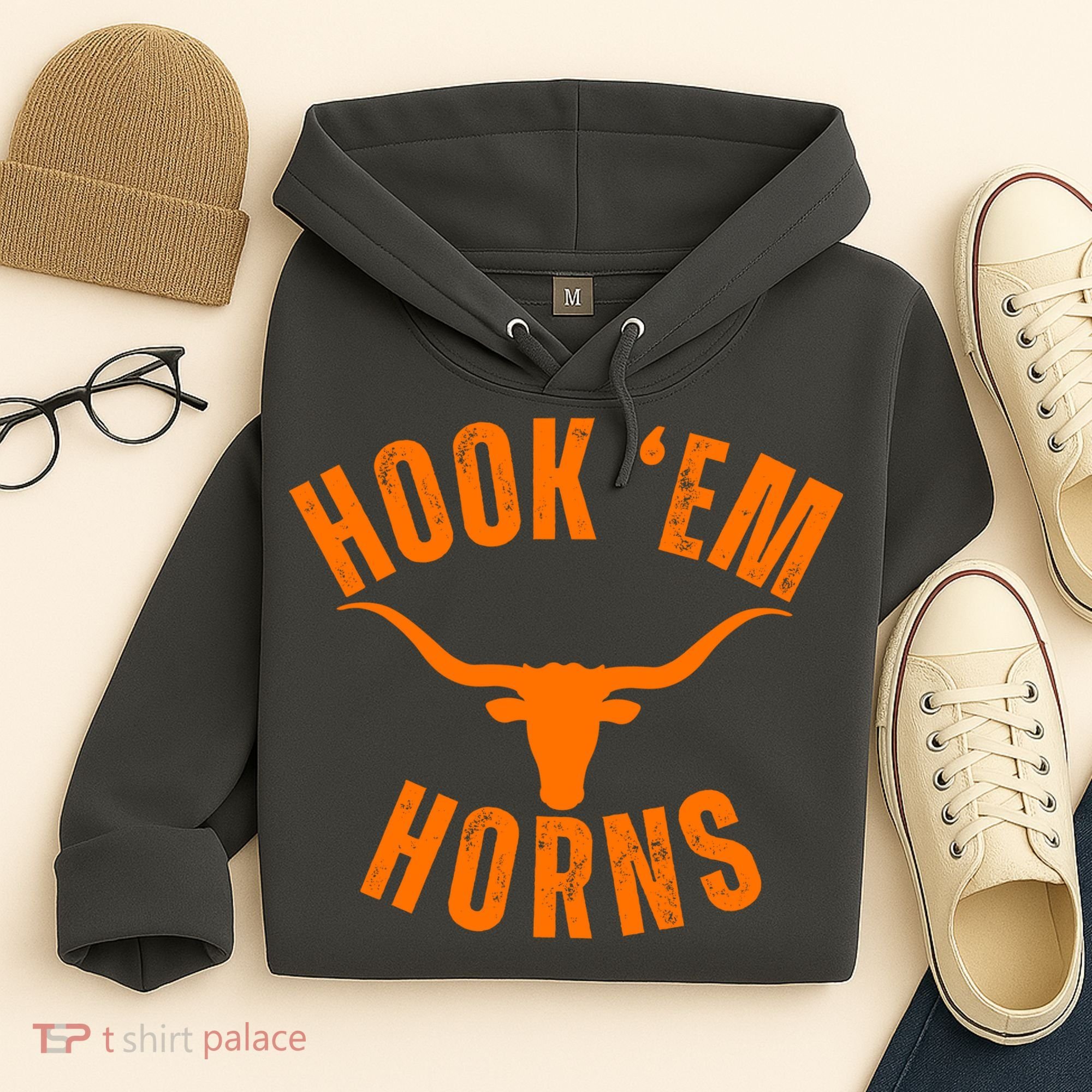 Hook Em Horns Texas Bull Head Hoodie