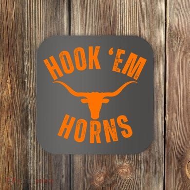 Hook Em Horns Texas Bull Head Coaster