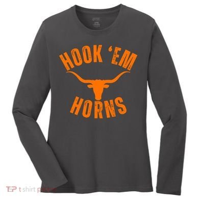 Hook Em Horns Texas Bull Head Women's Long Sleeve Shirt