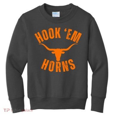 Hook Em Horns Texas Bull Head Kids Sweatshirt
