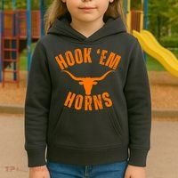 Hook Em Horns Texas Bull Head Kids Hoodie thumb 3