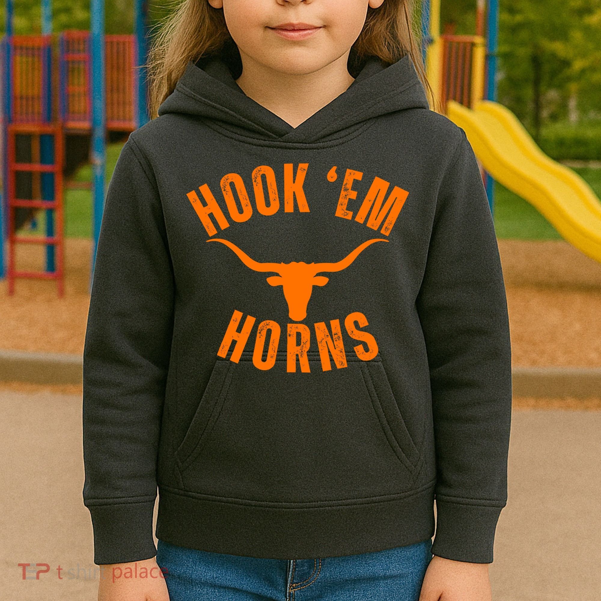 Hook Em Horns Texas Bull Head Kids Hoodie