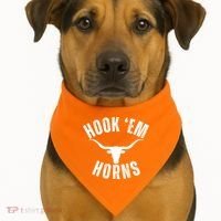 Hook Em Horns Texas State Longhorns USA-Made Doggie Bandana thumb 1