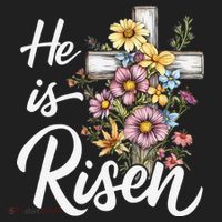 Happy Easter He Is Risen God Jesus Floral Cross Christian Women's Sweatshirt thumb 2