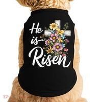 Happy Easter He Is Risen God Jesus Floral Cross Christian Doggie Tank thumb 0