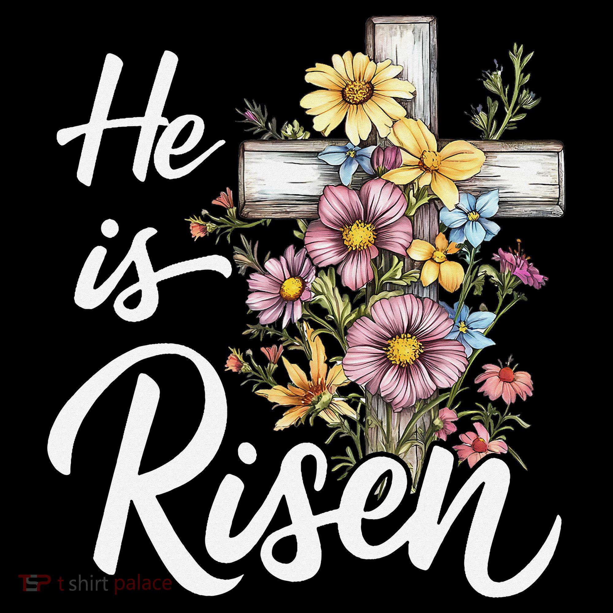 Happy Easter He Is Risen God Jesus Floral Cross Christian Coffee Mug