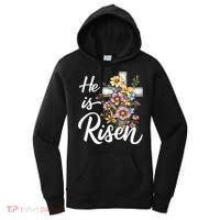 Happy Easter He Is Risen God Jesus Floral Cross Christian Women's Hoodie thumb 0