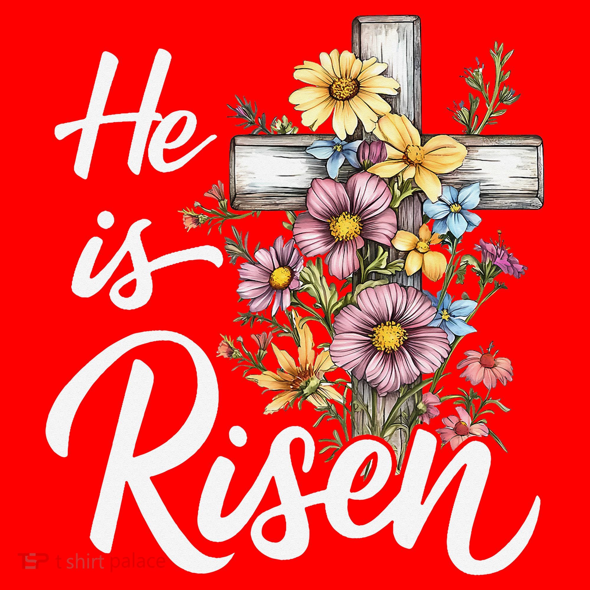 Happy Easter He Is Risen God Jesus Floral Cross Christian Santa Hat