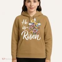 Happy Easter He Is Risen God Jesus Floral Cross Christian Hoodie thumb 5