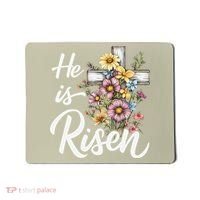 Happy Easter He Is Risen God Jesus Floral Cross Christian Mousepad thumb 0