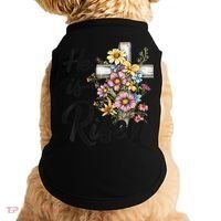 Happy Easter He Is Risen God Jesus Floral Cross Christian Doggie Tank thumb 0
