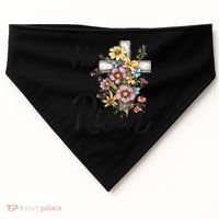 Happy Easter He Is Risen God Jesus Floral Cross Christian USA-Made Doggie Bandana thumb 0