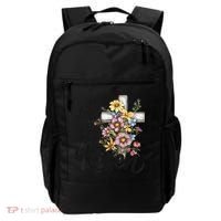 Happy Easter He Is Risen God Jesus Floral Cross Christian Backpack thumb 0