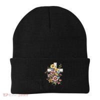 Happy Easter He Is Risen God Jesus Floral Cross Christian Beanie thumb 0