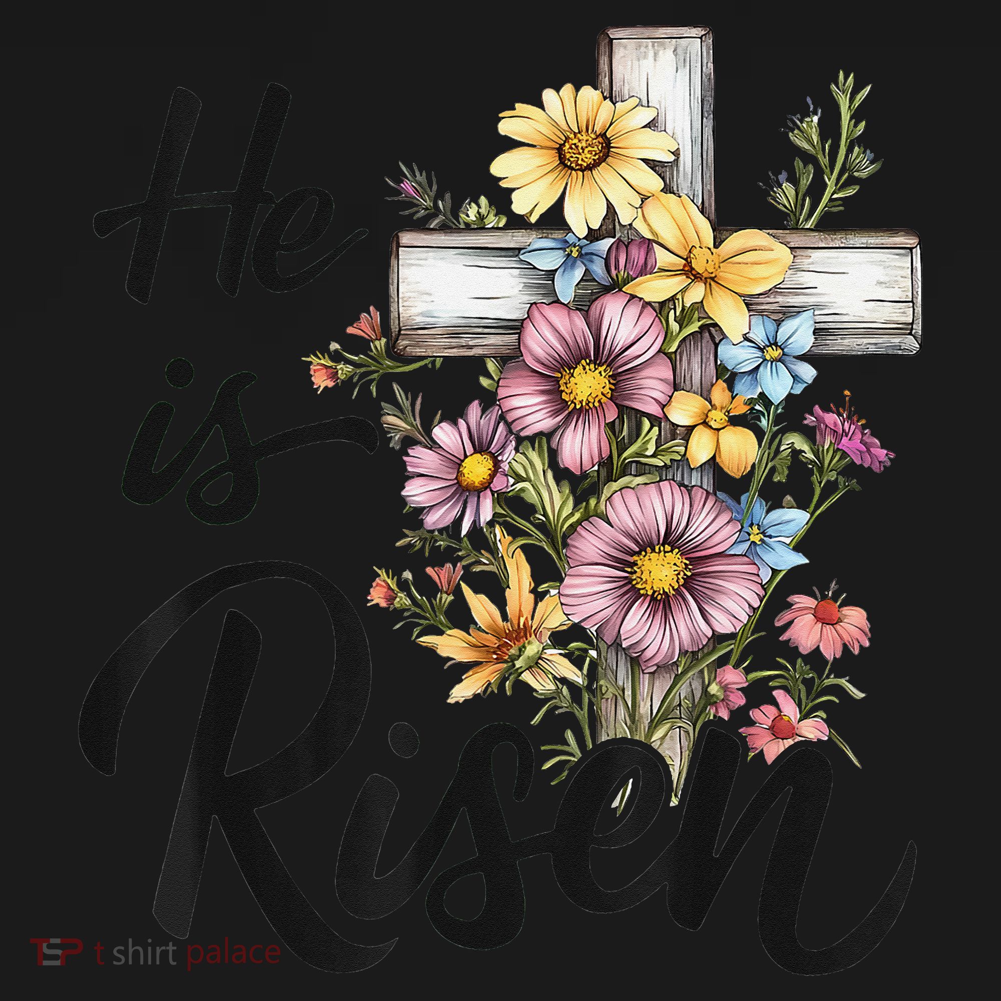 Happy Easter He Is Risen God Jesus Floral Cross Christian Coaster
