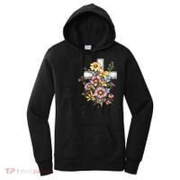 Happy Easter He Is Risen God Jesus Floral Cross Christian Women's Hoodie thumb 0
