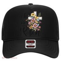 Happy Easter He Is Risen God Jesus Floral Cross Christian Hat thumb 0