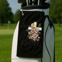 Happy Easter He Is Risen God Jesus Floral Cross Christian Golf Towel thumb 2