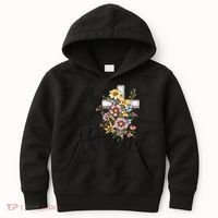 Happy Easter He Is Risen God Jesus Floral Cross Christian Kids Hoodie thumb 0