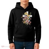 Happy Easter He Is Risen God Jesus Floral Cross Christian Kids Hoodie thumb 4