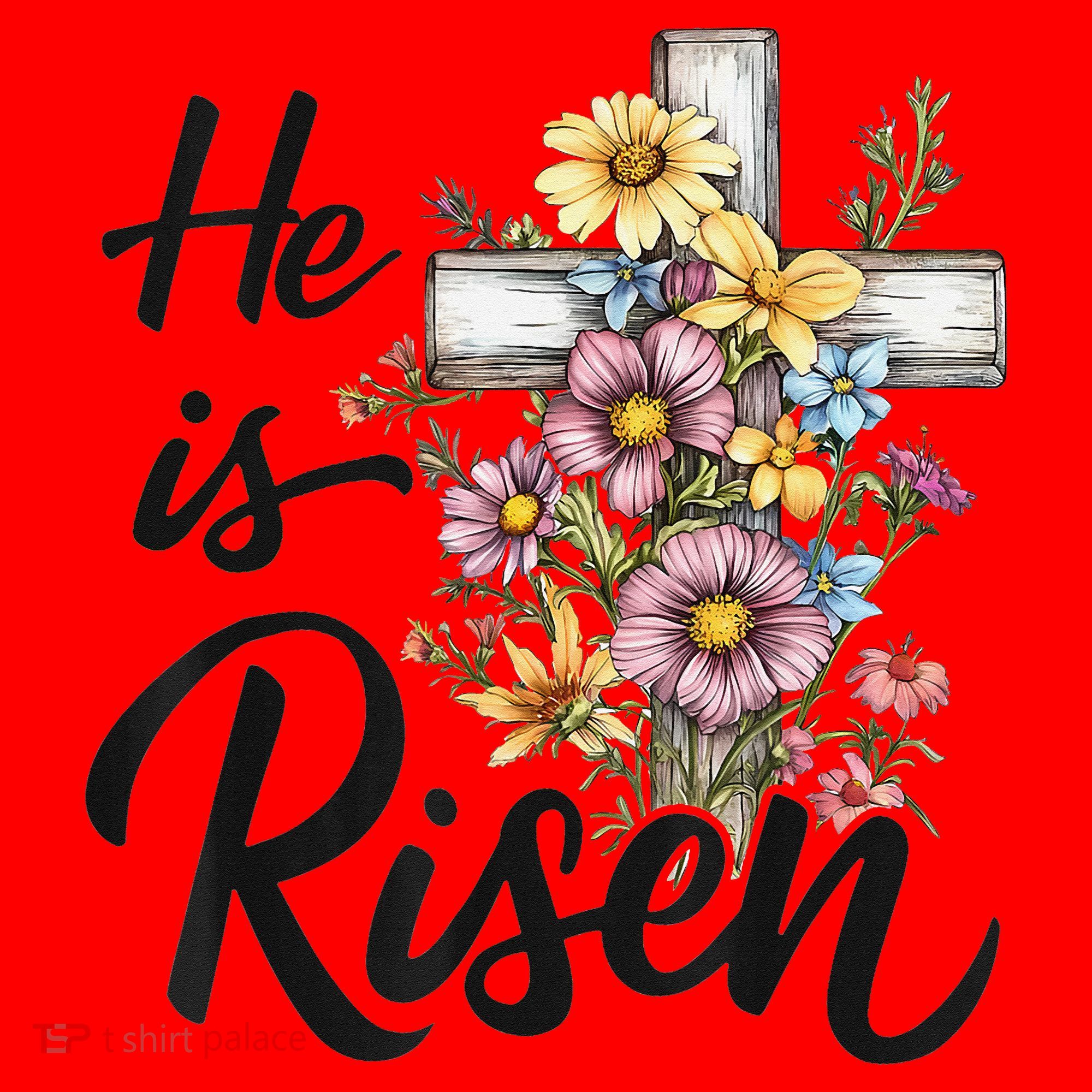 Happy Easter He Is Risen God Jesus Floral Cross Christian Santa Hat