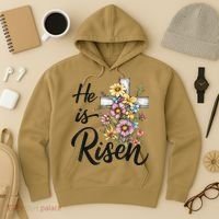 Happy Easter He Is Risen God Jesus Floral Cross Christian Hoodie thumb 3