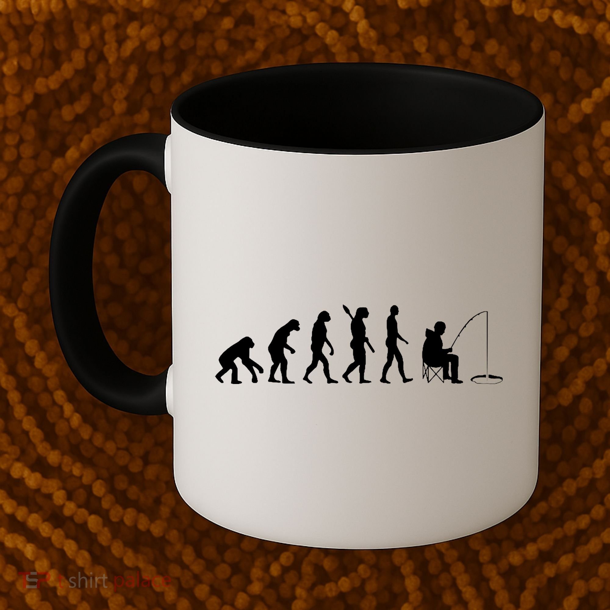 Human Evolution Ice Fishing Coffee Mug