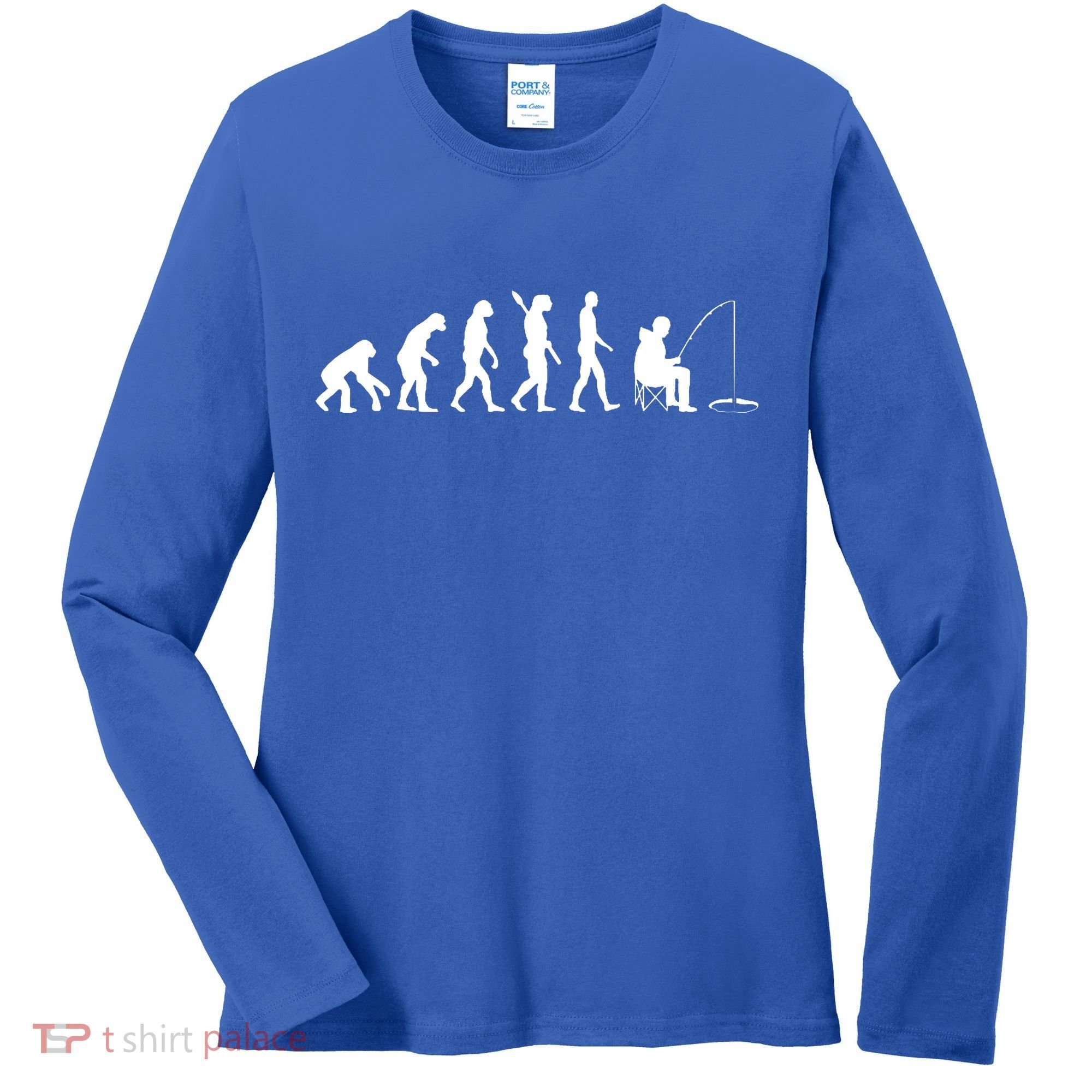 Human Evolution Ice Fishing Women's Long Sleeve Shirt