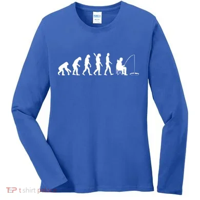 Human Evolution Ice Fishing Women's Long Sleeve Shirt