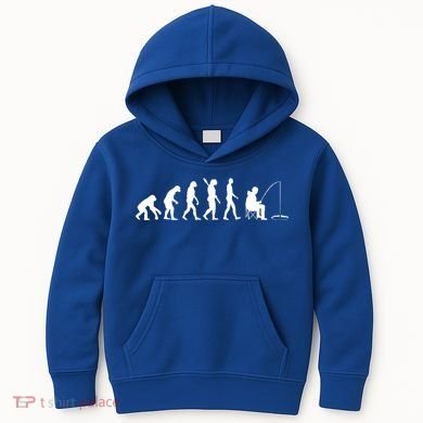 Human Evolution Ice Fishing Kids Hoodie